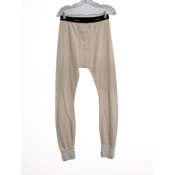 Hanes Thermal Long Underwear Pants Beige Size M Cotton Blend - Picture 1 of 8